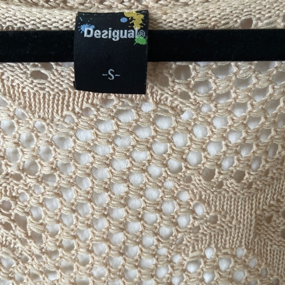 Desigual Tan Long‎ Sleeved Open-Knit Cardigan S - Picture 2 of 4